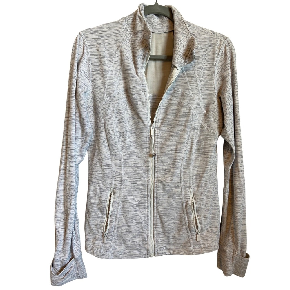 Lululemon Define Jacket Space Dye White Grey W4DSXS Womens Size 10 Full Zip